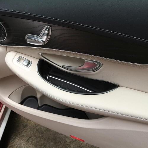 Black for Mercedes Benz C-Class W205 GLC Class X253 2015-2019 Car Door Handle Storage Box Tray Accessories for Left Hand Drive