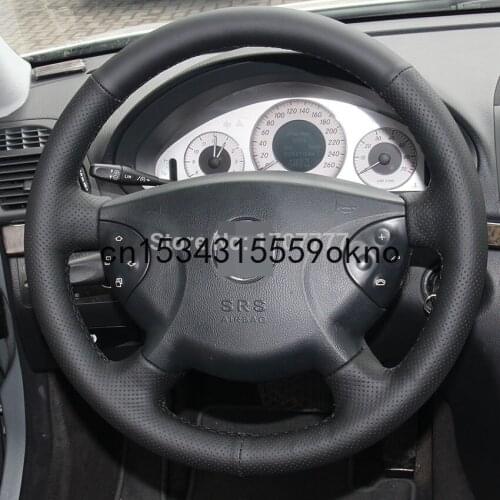 Black Leather Hand-stitched Car Steering Wheel Cover For Benz Old E240 E63 E320 E280 2002-2005