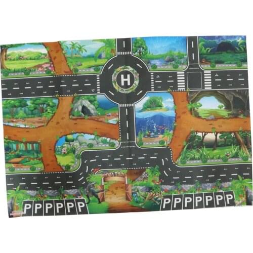 Dinosaur World Traffic Play Mat Rug Carpet Car Vehicles Toy Infant Kid Crawl
