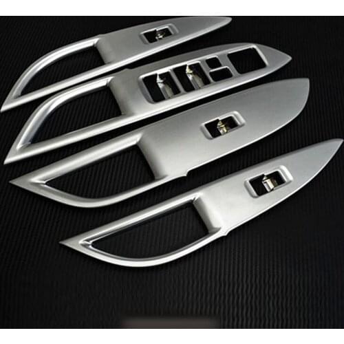 For Mitsubishi Outlander EX 2013 2014 3th Generation Chrome Inside Interior Door Armrest Cover Window Control Button Trims 4pcs