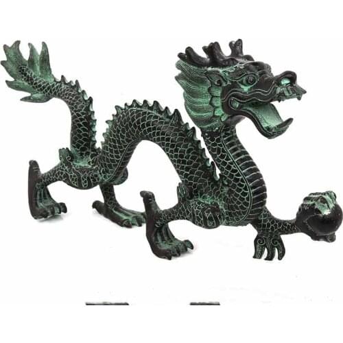Feng Shui bronze dragon catching beads ornaments lucky home crafts decorative art