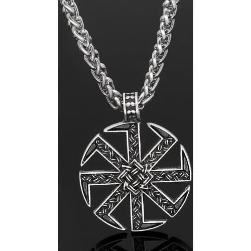 Exquisite Classical Mythical Slavic Hot Sun Pendant Mens Metal Necklace