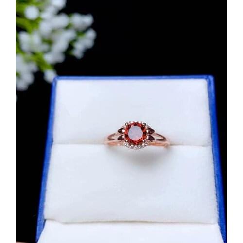 Wine red garnet gemstone ring with 925 silver for women jewelry promotion