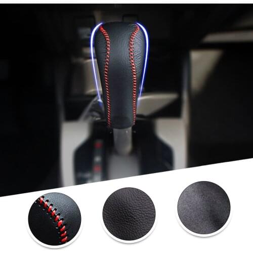 Muchkey Leather Gear Knob Stick Covers AT For Honda GREIZ 2015-2018 FIT 2014-2018 CITY 2015-2018 Non-slip Automatic Shifter