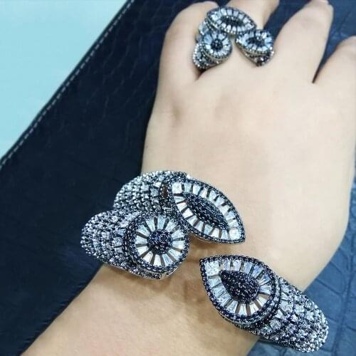 Missvikki Be Original Geometric Sparkling Big Bangle Ring Jewelry Set Women Girl Gift High Quality Cubic Zirconia Accessories