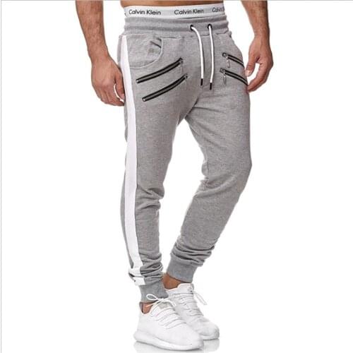Men Joggers Sweatpants Casual Pants Zip pocket Gyms Fitness Workout Sportswear Casual Trousers Male Crossfit Track Pants