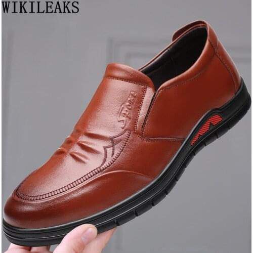 Brown Leather Casual Shoes Men Classic Men Loafers Shoes Black Slip on Shoes for Men 2021 Round Toe Zapatos De Hombre Chaussure