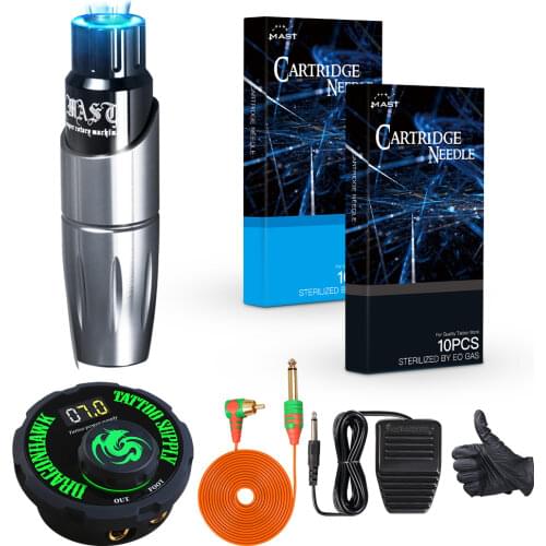 Dragonhawk TOP Beginner Tattoo Machine Set Kit Motor Rotary Pen Power Needles
