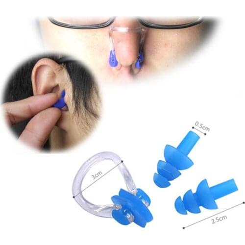 Swimming Essential Tool Soft Silicone Swimming Nose Clips + 2 Ear Plugs Earplugs Gear Pool Accessories Water Sports