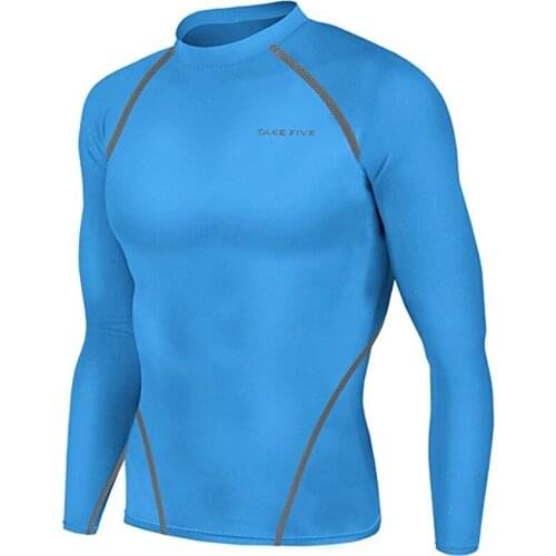 Newest Edition TakeFive Mens Skin Tight Compression Base Layer Royal Blue Running Shirts NT008