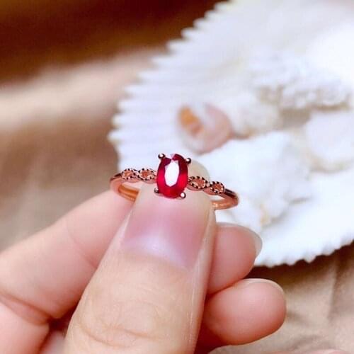 925 Silver New Product Exquisite Temperament Simple Simulation Ruby Rose White Color Treasure Adjustable Ring For Women Jewelry