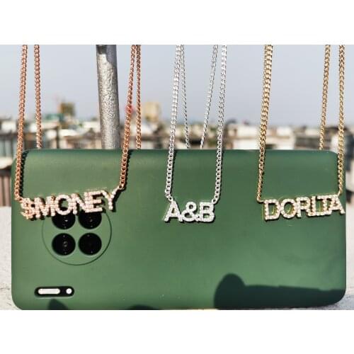 3UMeter 2020 New Zircon Pendant Letter Necklace Crystal Custom Name Necklace Personalized Custom Number Necklace Dropshipping