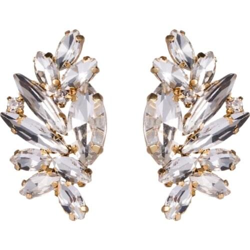Full Crystal Rhinestone Leaf Earrings Women Indian Statement ZA Earrings Jewelry Femme Wedding Party Delicate Earrings 2020