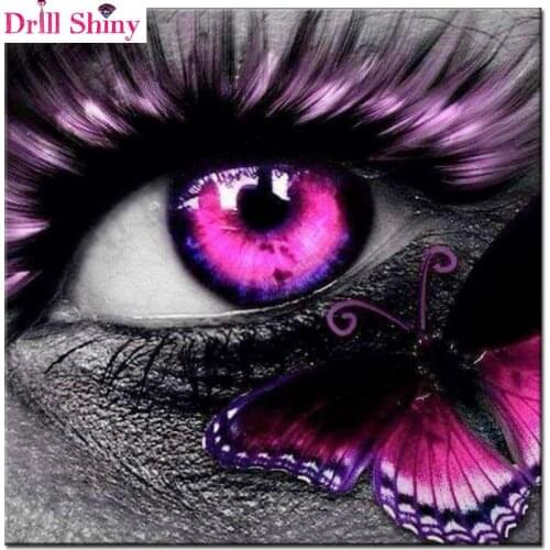 Full SquareDrill 5D DIY Diamond Painting "Eyes & butterfly" 3D Embroidery Cross Stitch kits Mosaic Rhinestone Home Decor Gift