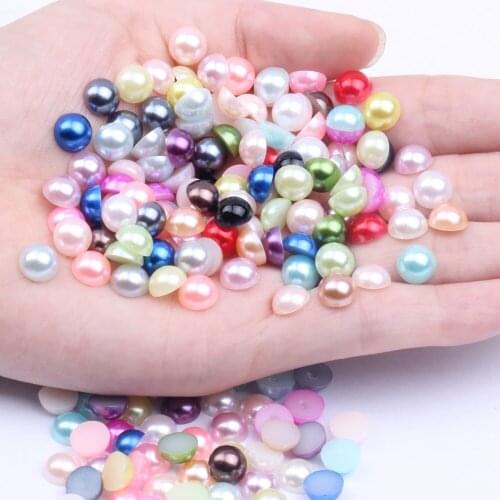 Half Round Flatback Pearls Beads 2000pcs 8mm Colors Glue On Resin Gems For Clothes Dresses Shoes Nail Art Decoration