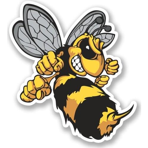 Lovely Angry Cartoon Hornets Colored PVC Car Sticker Bumper Window Decoration Graphic for Honda Toyota Volkswagen,14cm*12cm