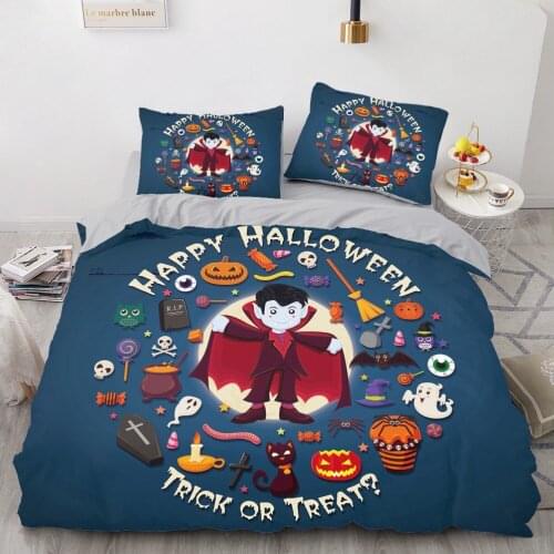 Luxury 3D Halloween Duvet Cover Set Comforter Bedding Set Single King Queen Double Single Size Cartoon Design Custom Bedclothes