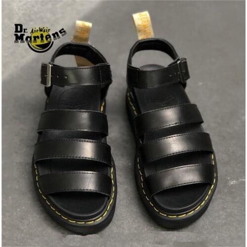 Original Dr.Martens Women and Men Summer Thick Heel Doc Martin Platform Sandals Unisex Strap Casual Breathable Chunky Shoes