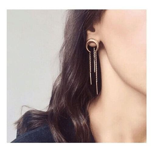 New Arrival Crescent Lovely ChainsTassel Earrings For Women Multi Chains Zinc Alloy Post Earrings Fashion Jewelry Gold Rhodium