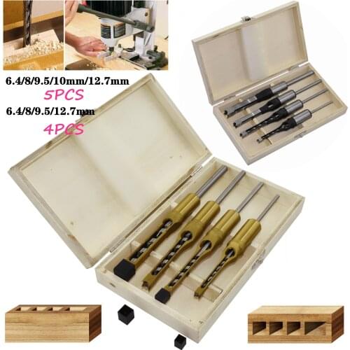 HSS Drill Bits Wood Square Hole Saw Woodworking Tools Wood Hole Tools Furniture Tenon Hole Extended Auger Mortising Chisel
