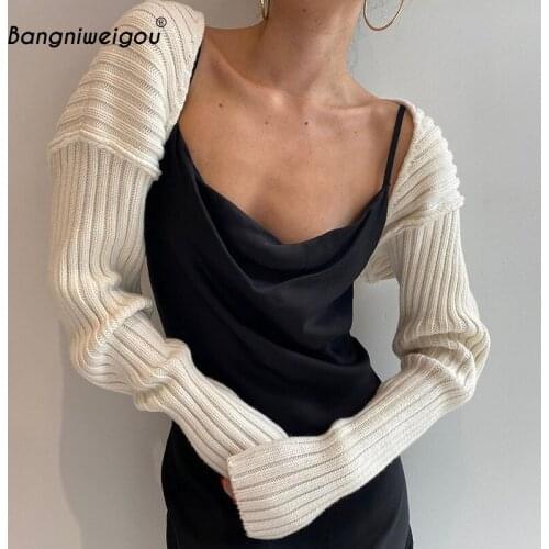 Bangniweigou Thick Knit Sweater Cardigans Women Full Sleeve Outwear Fall Winter Cropped Sweater Jacket Streetwear 2020