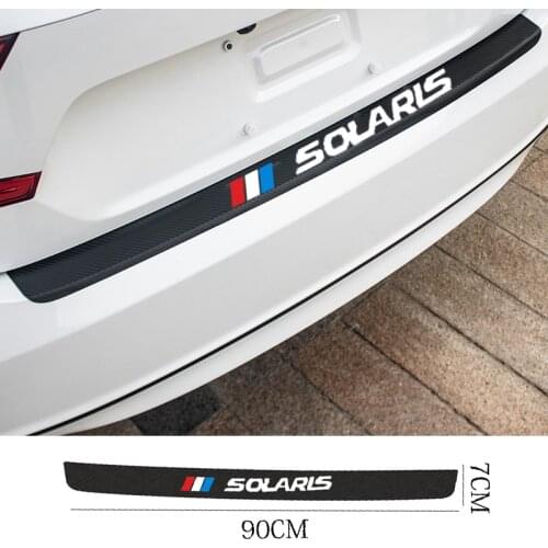 Carbon Fiber Car Rear Bumper Trunk Guard Protected Leather Stickers Decals For Hyundai Solaris 2017 2018 2019 2020 Accessories