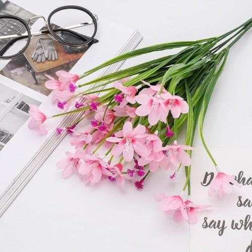 1 Bunch Artificial Plastic Orchid Flower Plant Fake Silk Wedding Flower Arrangement for Wedding Home Decoration