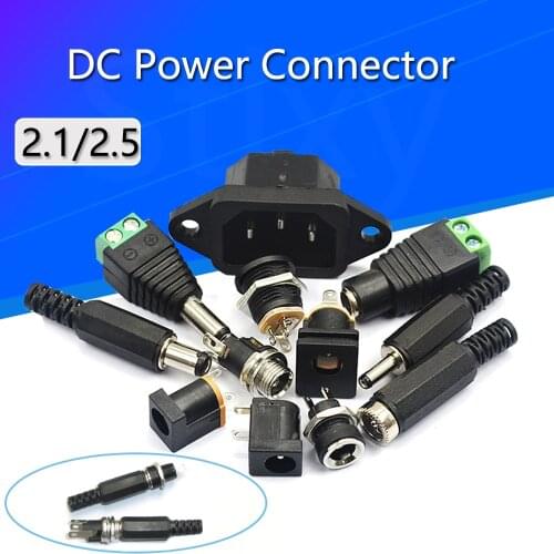 10PCS DC Power Connector pin 2.1x5.5mm Female Plug Jack + Male Plug Jack Socket Adapter PCB Mount DIY Adapter Connector 2.5X5.5