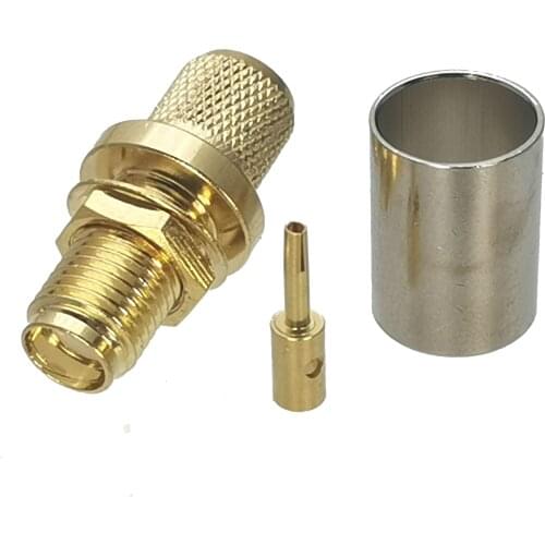 10pcs Connector SMA Female Jack Bulkhead Crimp RG5 RG6 LMR300 RG304 Cable Straight