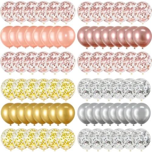 Rose Gold Confetti Latex Balloons 20 Pack 12 inch Birthday Balloons Metal Globos for Party Wedding Bridal Shower Decorations