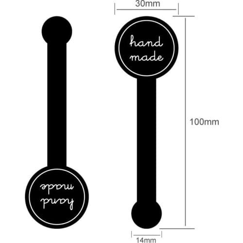 200pcs/lot "Hand made" Black Self-adhesive Stickers, Long label sticker DIY Hand Made Gift /Cake Paper Sticker