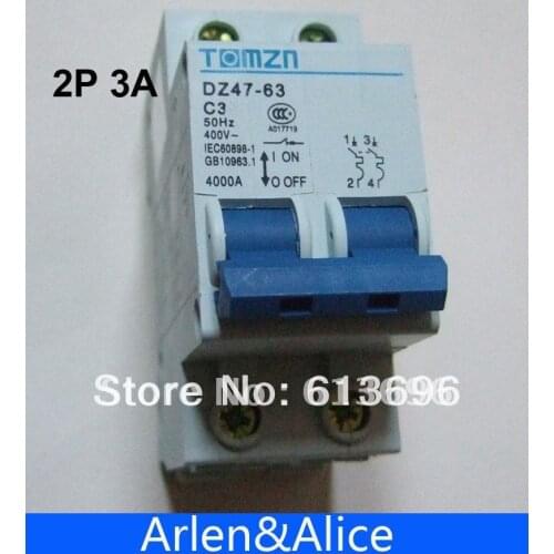 2P 3A 240V/415V 50HZ/60HZ Circuit breaker MCB safety breaker C type
