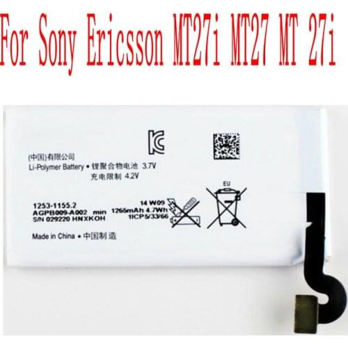 High Quality 1265mAh AGPB009-A002 Battery For Sony Ericsson MT27i MT27 MT 27i Cell Phone