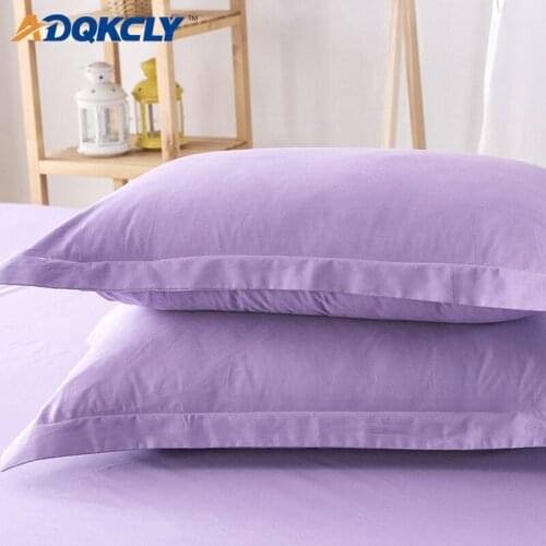 ADQKCLY 100% Cotton Solid Bedding Pillowcase Plain Dyed 48*74cm/pair Decorative Pillowcase for Home Hotel Bedding Supplies