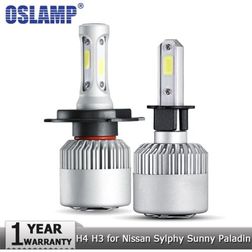 Oslamp H4 Hi-Lo Beam Car LED Headlight Bulbs H3 Led Light COB 72W 8000lm Auto Headlamp 12v 24v for Nissan Sylphy Sunny Paladin