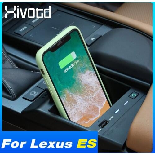 Hivotd Wireless Charger QI 15W Fast Phone Charging Case Pad Interior Refit Accessories For Lexus ES ES200 ES260 ES300h 2019-2021