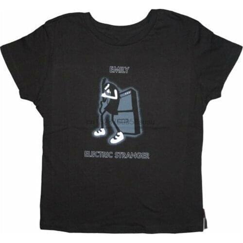Juniors WomenS Black Emily The Strange Character Electric Stranger T-Shirt Tee Outfit Tee Shirt