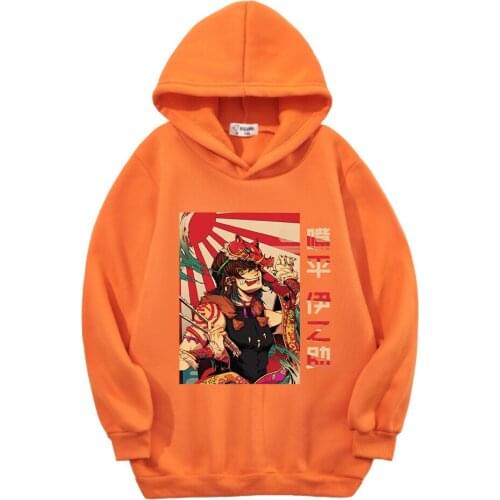 Demon Slayer spring and autumn long-sleeved shirt hoodie Hashibira Inosuke printed cotton boys and girls wear casual sportswear