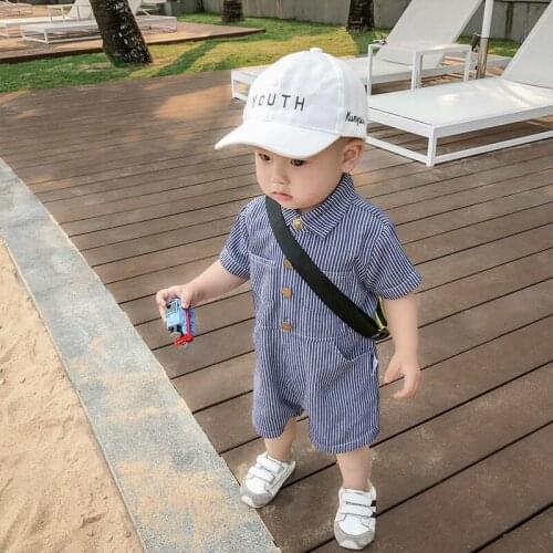 Baby jumpsuit baby summer short-sleeved khat thin boy cute crawl casual outwear super green