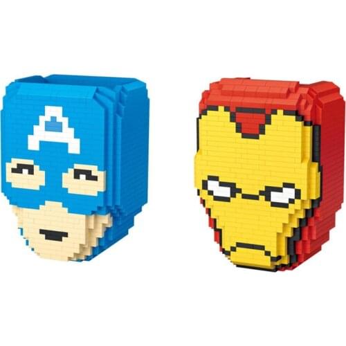 Disney marvel super hero micro diamond block avenger pen container building brick model toy ironman captain america nanobrick