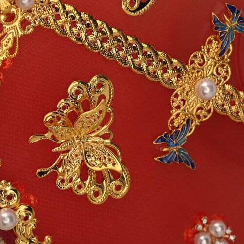 Chinese Bridal Wedding Xiuhe holding flower fan hand held fans wedding fan fans hand dropshipping 2021 new arrivals