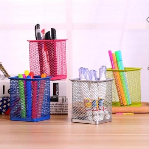 Creative Metal Hollow Pen Pencil Pot Holder Makeup Brush Storage Box