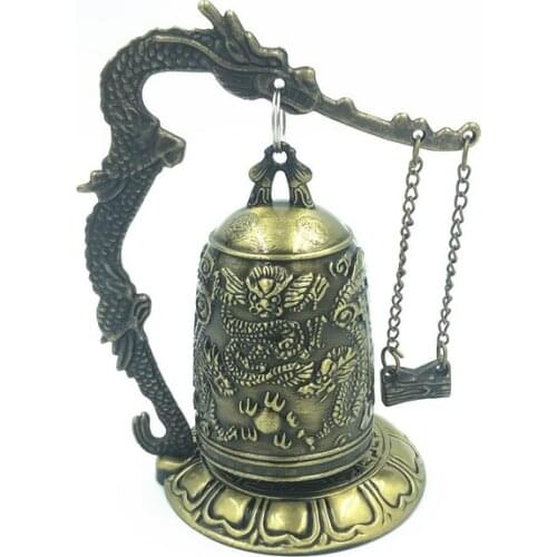 Hot Sell!famous Tibet BRASS Buddhist Dragon Singing bell lucky silver lucky Garden Decoration 100% real Tibetan Silver Brass