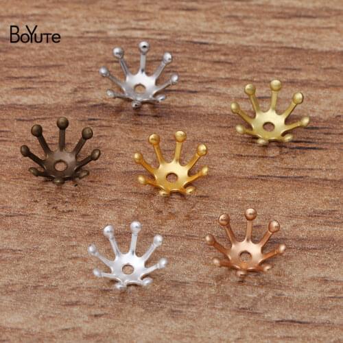 BoYuTe 100Pcs 6 Colors Metal Brass Stamping Filigree 10MM Pistil Stamen Flower Bead Caps Diy Charms for Jewelry Making