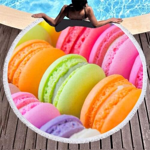 Fashion Veggie Fruit Donuts 3D Printed Bath Towel Bathrobe Robe Beach Skirt Holiday Swim Round With Tassel Beach Towels