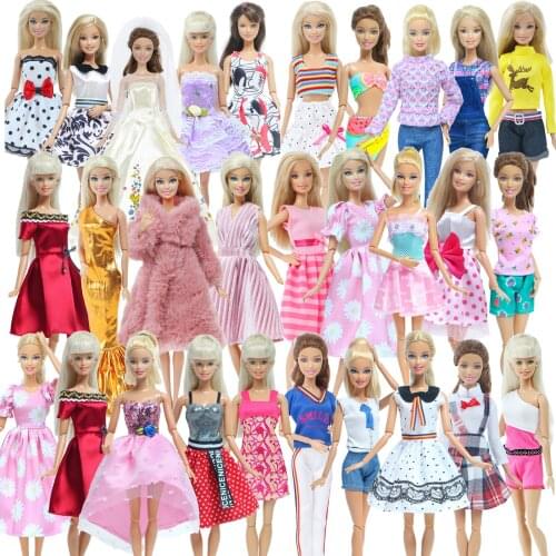 5 PCS/Set Doll Outfit Casual Wear Blouse Trousers Skirt Dress Beach Bikini Clothes for Barbie Doll Accessories 12'' Kids Toy