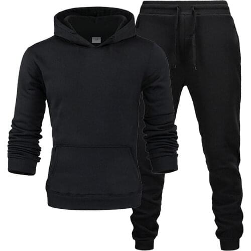 2021 New Two Pieces Hoodie Hooded Men Casual Cotton Fall / Winter Warm Sweatshirts Mens Casual Tracksuit Costume S-XXXL