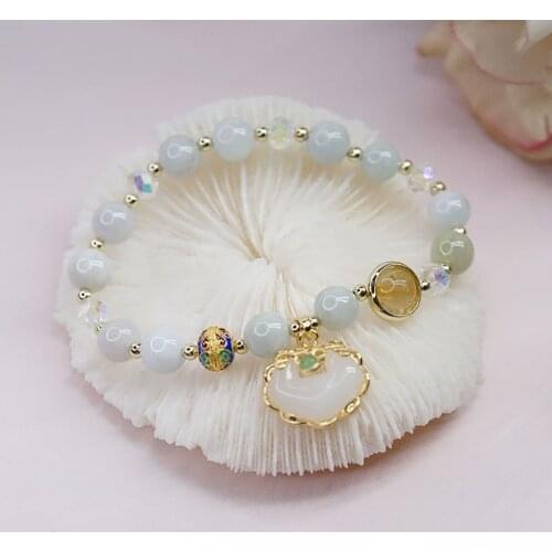 New Arrival Lucky Local Pendant Vintage Jade Yellow Crystal Stone Beaded Strand Bracelets Women Female Fashion Jewelry YBR556