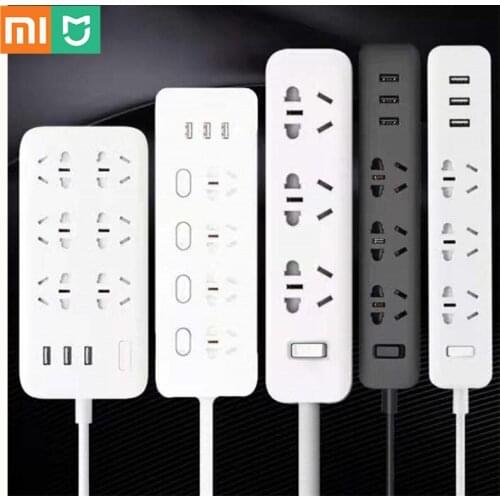 Original Xiaomi Power Strip 2.1A Fast Charging 3 USB Extension Socket Plug 6 Outlets Socket Adapter US UK EU AU MI Power strip