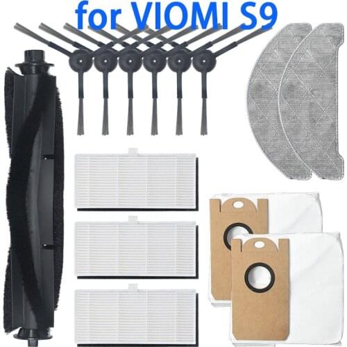 For VIOMI S9 Robot Vacuum Cleaner Replaceble Dust Bags Colletion Mops Side Rolling Brushes Accessories Sets Parts